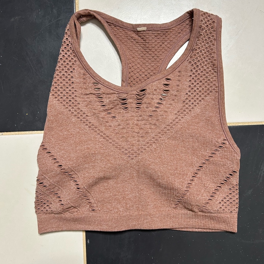 ALO Yoga Textured Pink Sports Bra